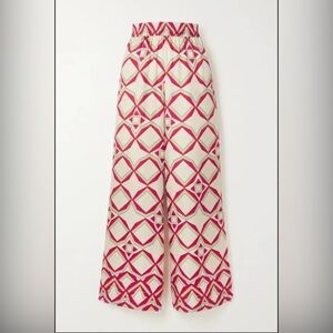 LA DOUBLEJ PALAZZO PANTS DIAMOND PRINT SILK TWILL - S